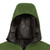 close view of a warm, insulated, hood, from a men's forest shell lightweight, warm, wind protection, and, moisture resistant, insulated, jacket with charcoal liner