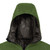 close view of a warm, insulated, hood, from a women's forest shell lightweight, warm, wind protection, and, moisture resistant, insulated, jacket with charcoal liner