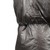back view of a black and charcoal grey adjustable lightweight, synthetic insulated, warm hood shock cord