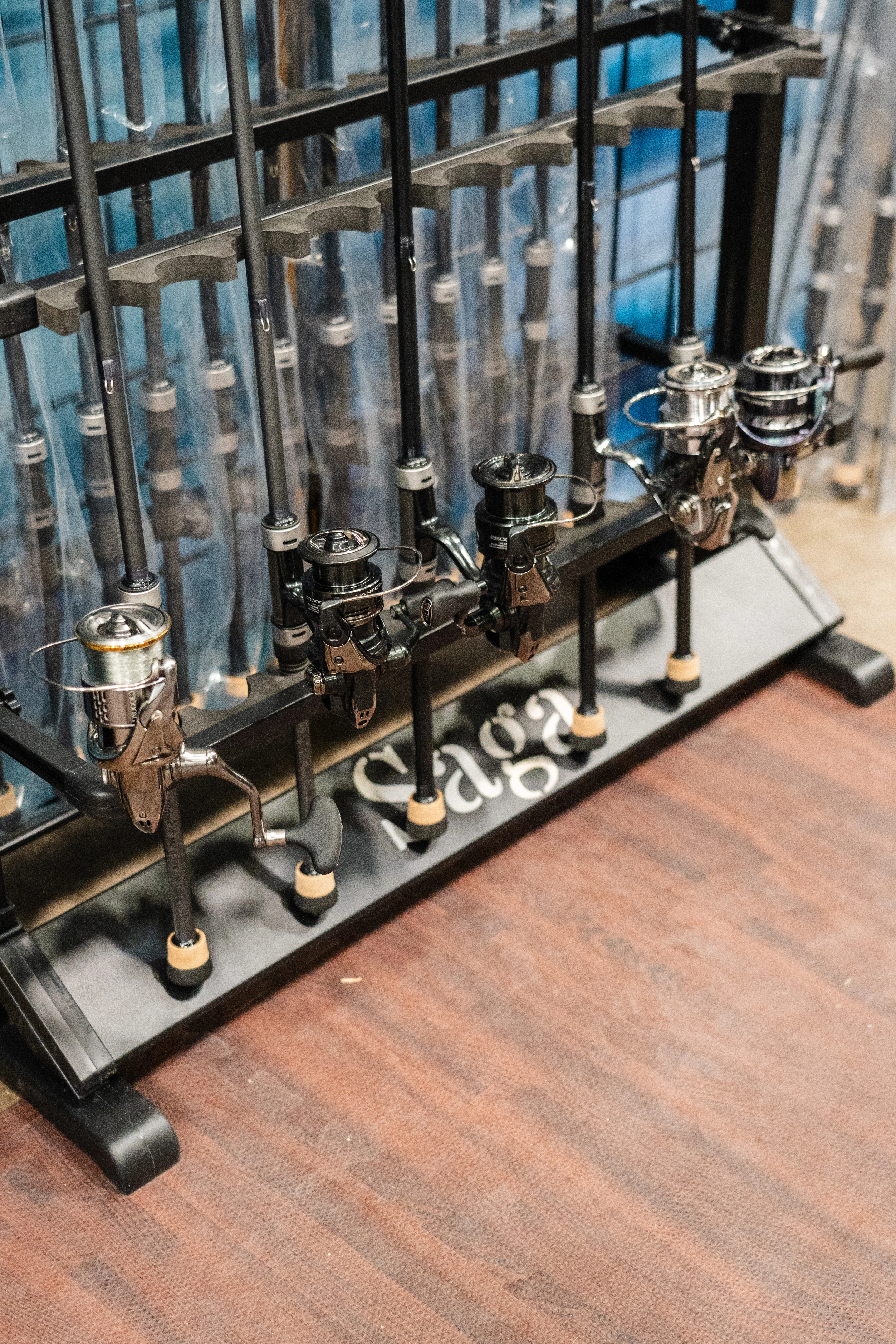 Saga rods on display
