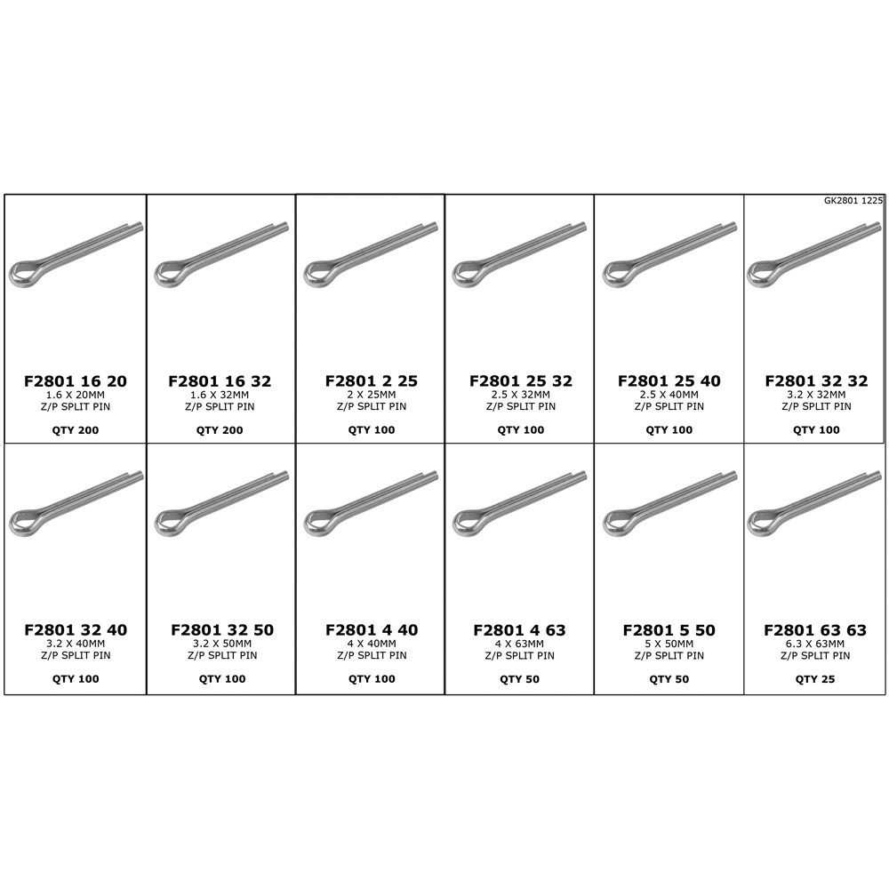 Assorted Split Pin Kit 1225 Piece Wolfchester Australia