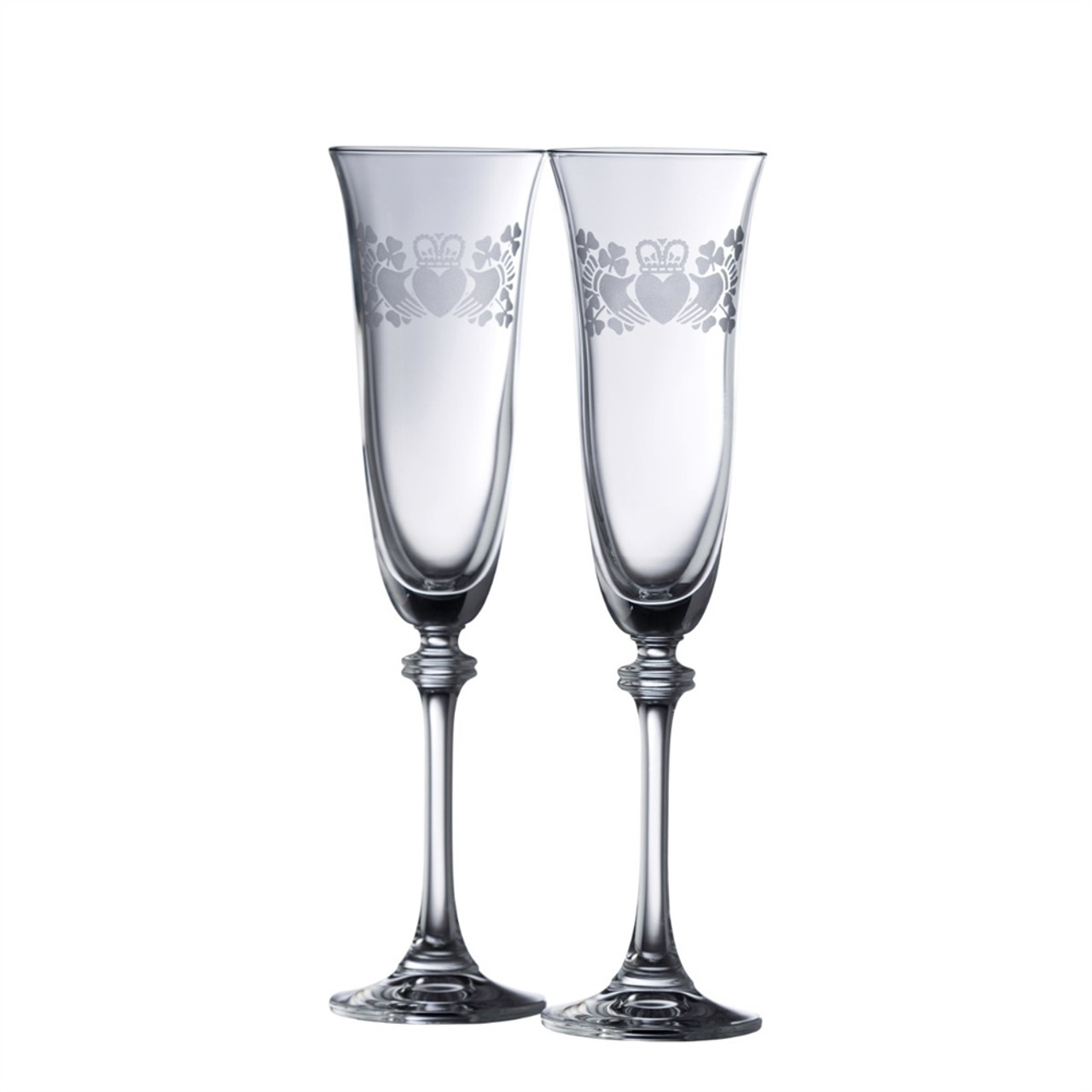 Crystal Claddagh Shamrock Champagne Flute Pair The Twisted Shamrock