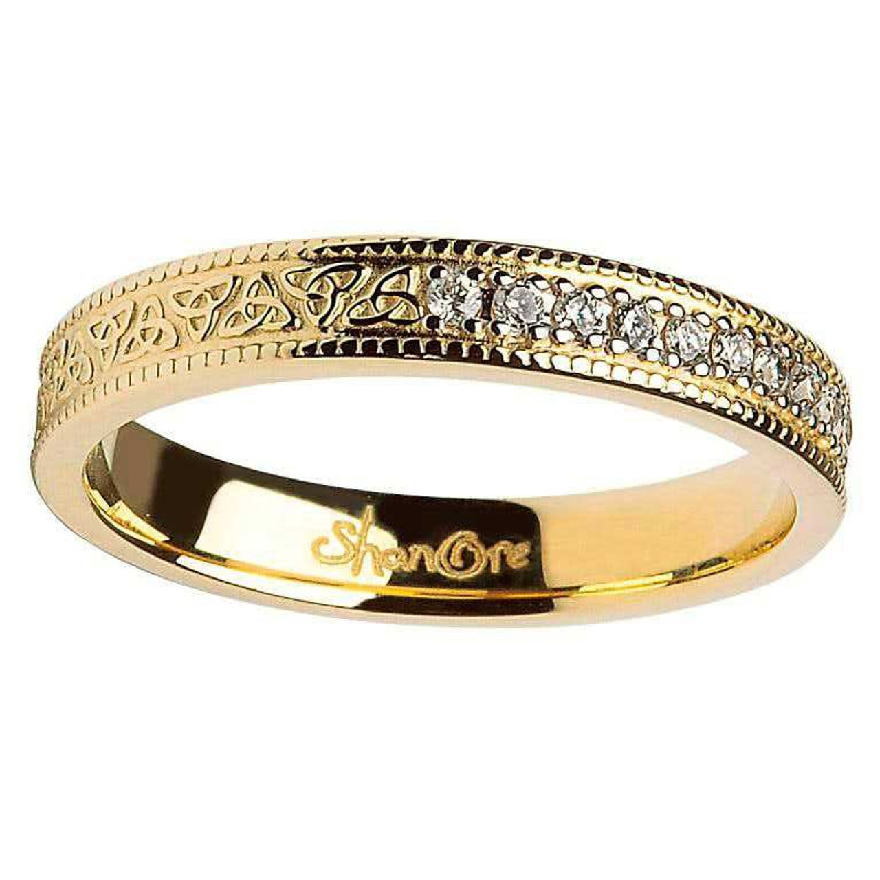 Celtic Gold Wedding Set with Diamonds