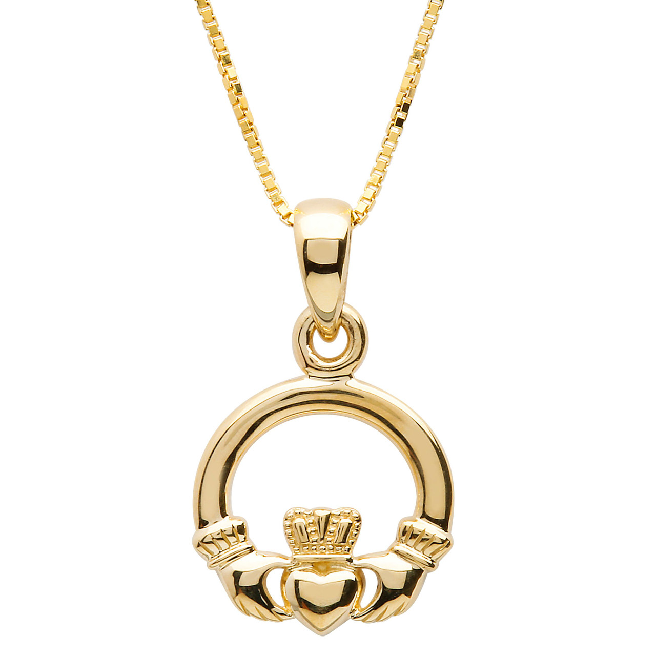 Irish Necklace | 14k Gold Emerald & Diamond Claddagh Pendant at  IrishShop.com | IJSV46531