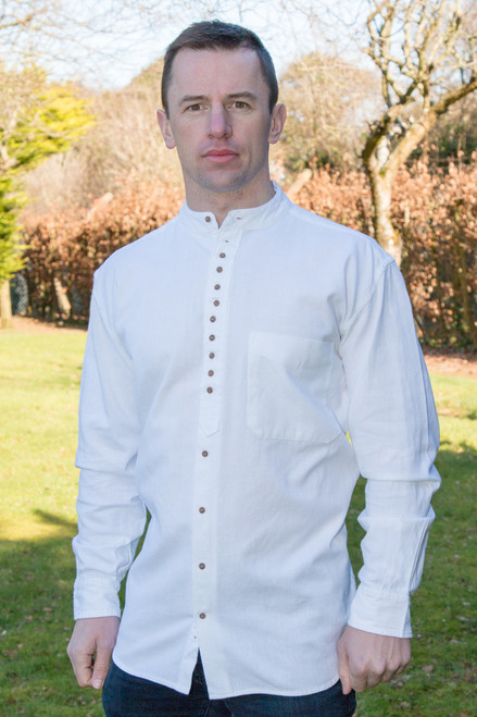Men's Traditional Long Sleeve Grandfather Shirt - White