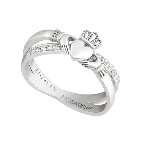 Silver Claddagh Kiss Ring