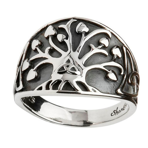 Women's Sterling Silver Oxidized Tree of Life Ring