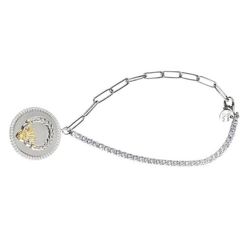 Sterling Silver GP CZ Claddagh Bracelet