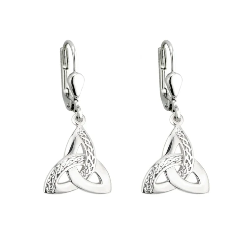Silver Celtic Trinity Knot Drop Earrings