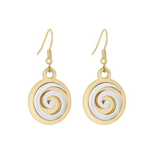 Two Tone Plated Spiral Fish Hook Earrings