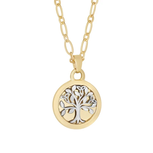 Two Tone Plated Tree of Life Pendant