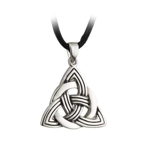 Rhodium Plated Antigued Trinity Knot Pendant