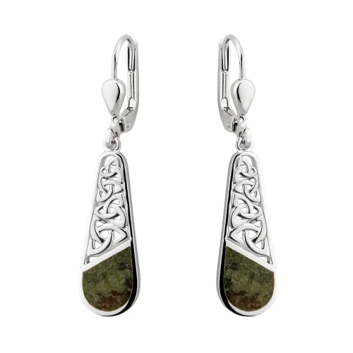 Silver Marble Trinity Knot Drop Earrings