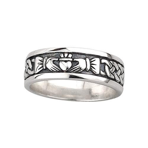 Men's Sterling Silver Oxidized Claddagh Ring