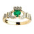 Women's 14 Karat Yellow Gold Emerald & Diamond Set Claddagh Ring