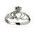 Women's 14 Karat White Gold Emerald & Diamond Asymmetrical Claddagh Ring