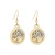 Two Tone Plated Tree of Life Fish Hook Earrings