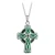 Rhodium BOK Green Enamel Celtic Cross Pendant