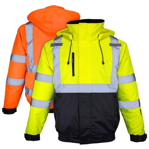 Dome75 Hi-Vis Class 3 Black Bottom Thermal Bomber Jacket