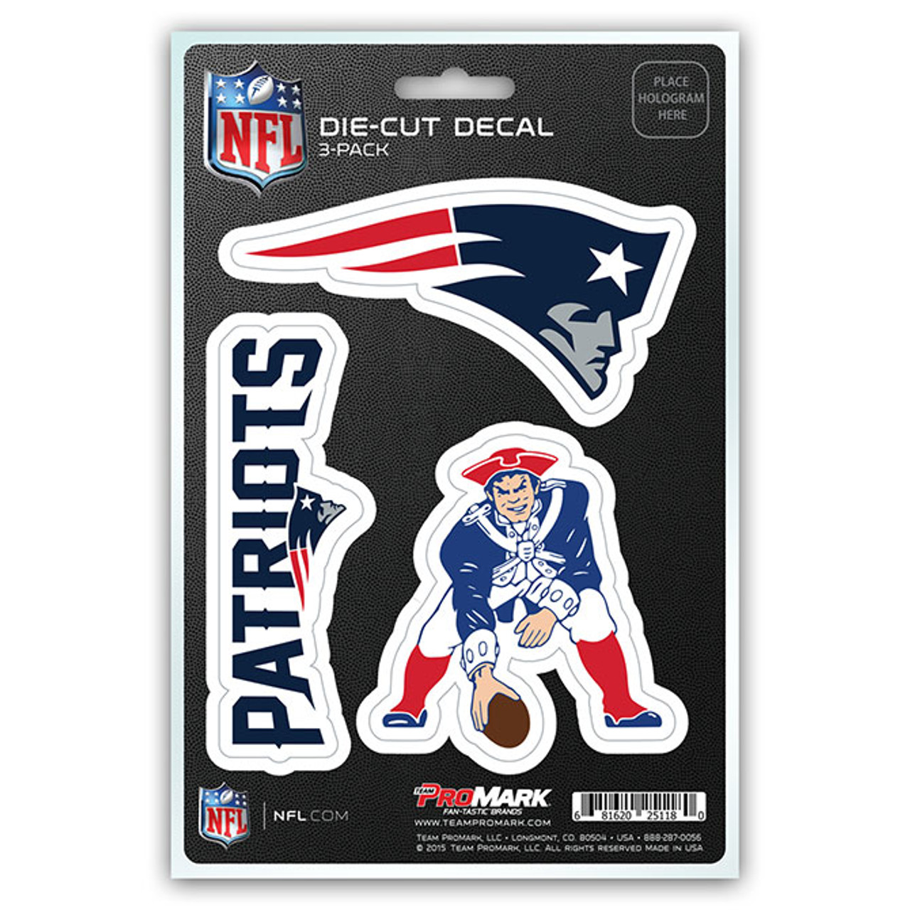 New England Patriots Decal Die Cut Team 3 Pack - Caseys Distributing