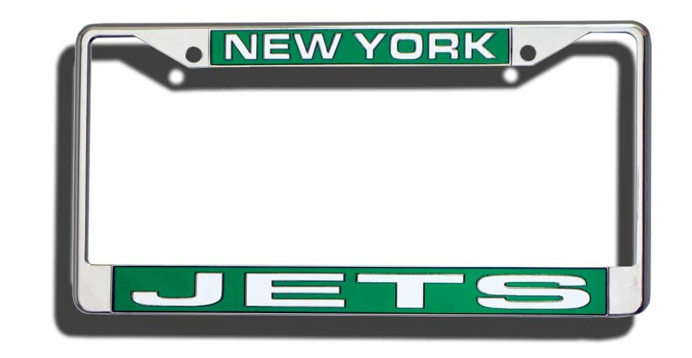 New York Jets License Plate Frame Laser Cut Chrome Caseys Distributing