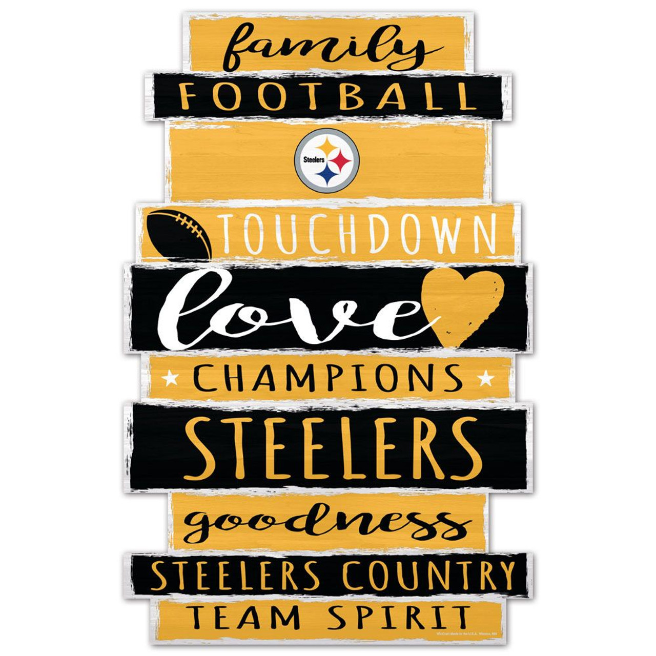 Pittsburgh Steelers Sign 11x17 Wood Family Word Design - Caseys Distributing