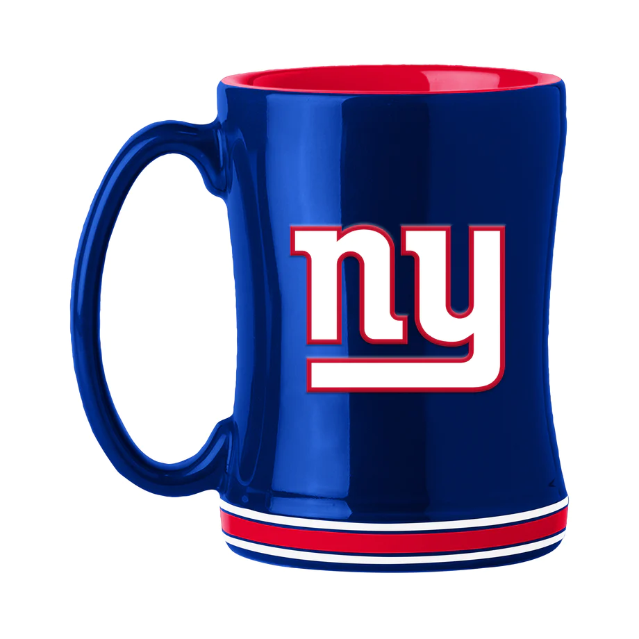 New York Giants Coffee Mug 14oz Sculpted Relief Team Color Caseys