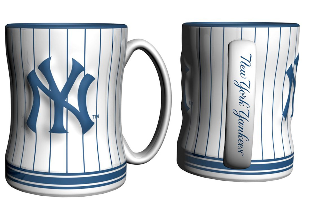 New York Yankees Coffee Mug 14oz Sculpted Relief Pinstripes Team Color -  Caseys Distributing