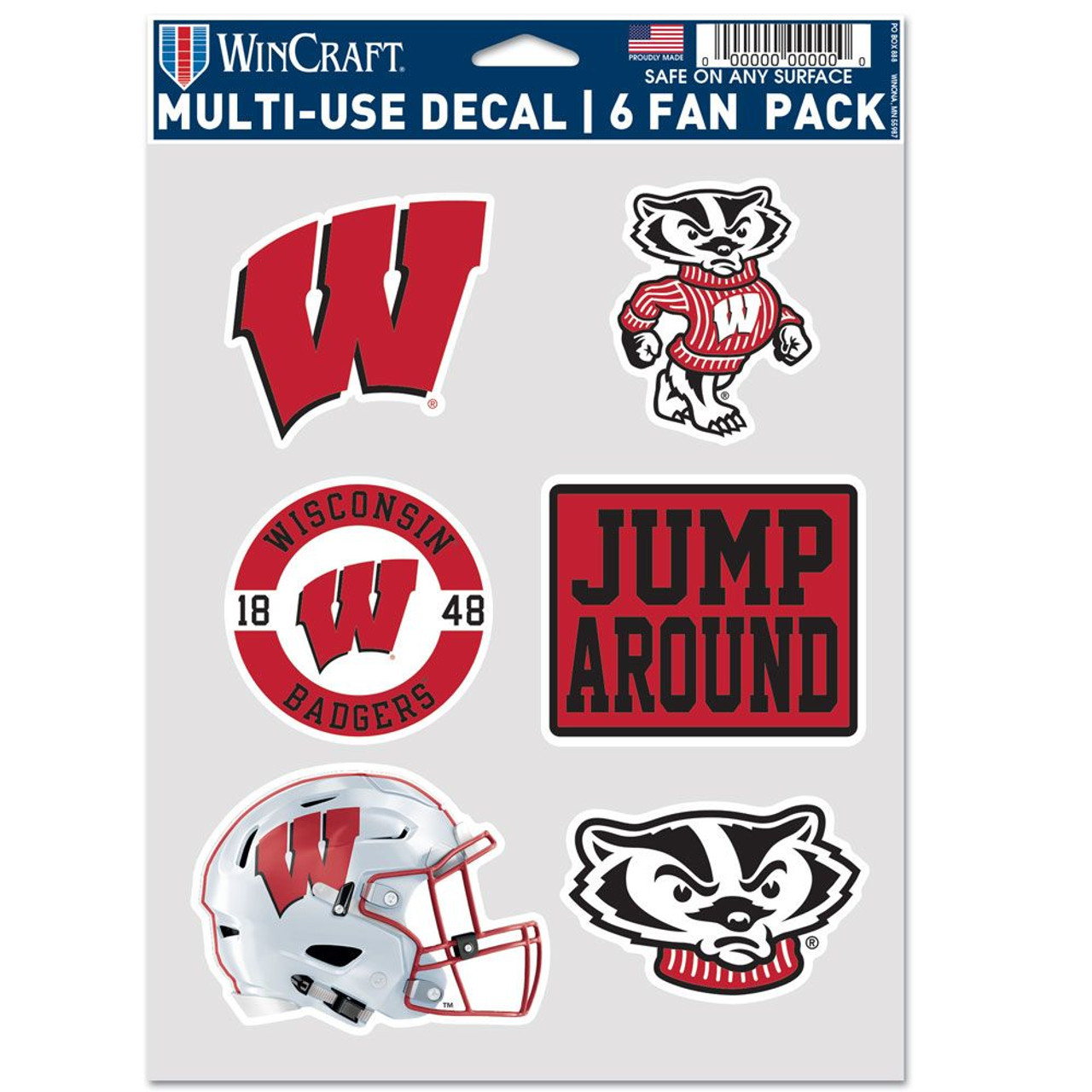 Wisconsin Badgers Decal Multi Use Fan 6 Pack Caseys Distributing