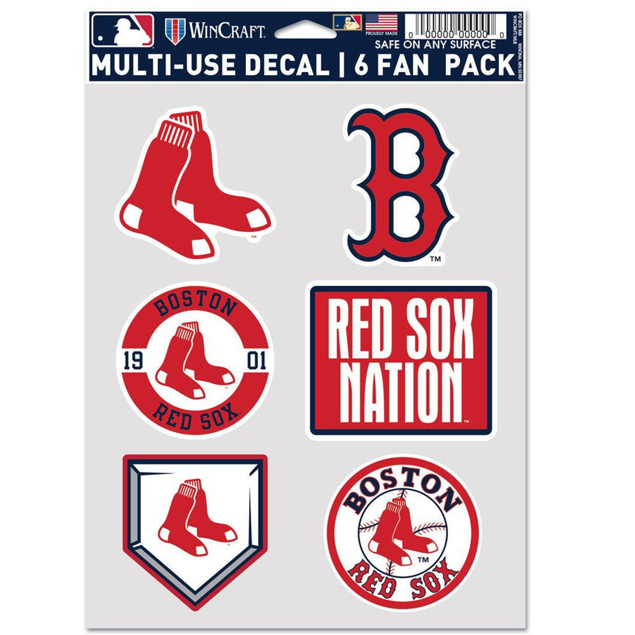 Boston Red Sox Decal Multi Use Fan 6 Pack Caseys Distributing