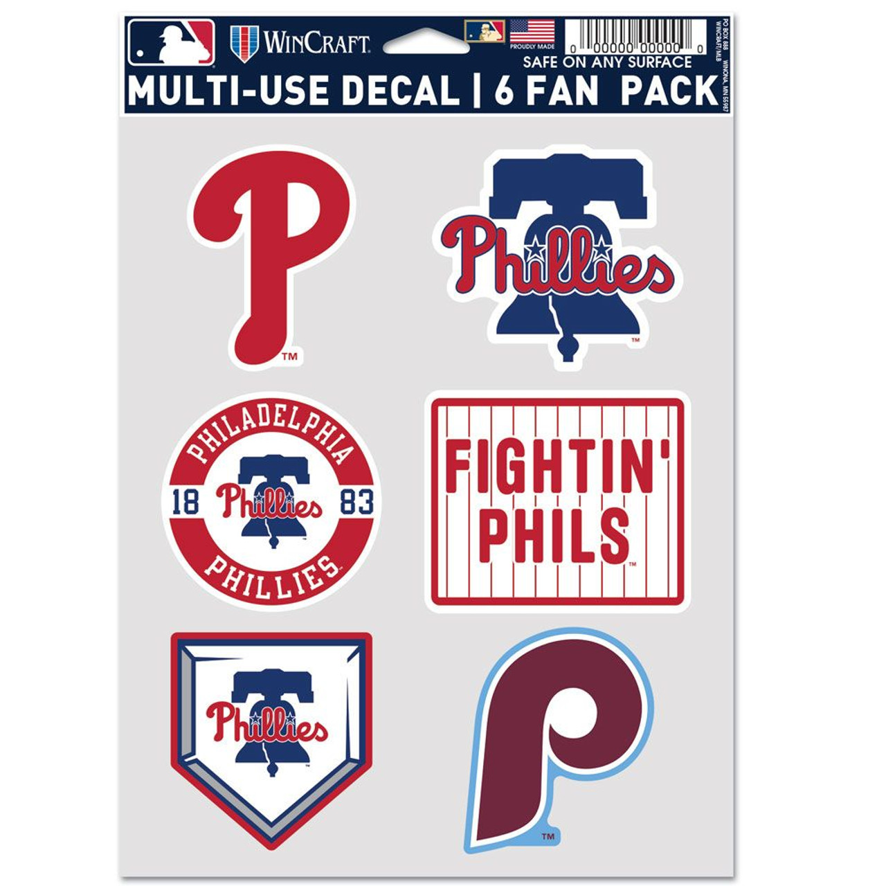 Philadelphia Phillies Decal Multi Use Fan 6 Pack Caseys Distributing
