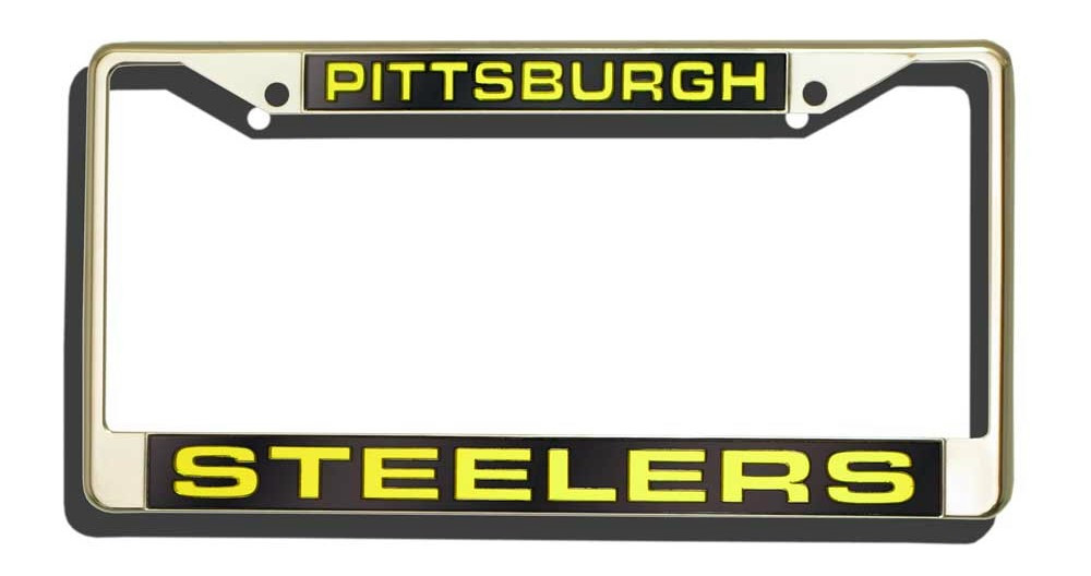 Pittsburgh Steelers License Plate Frame Laser Cut Chrome Caseys