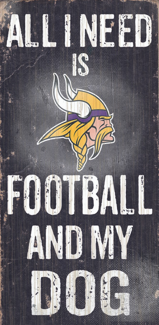Minnesota Vikings Wood Sign - Football and Dog 6"x12"