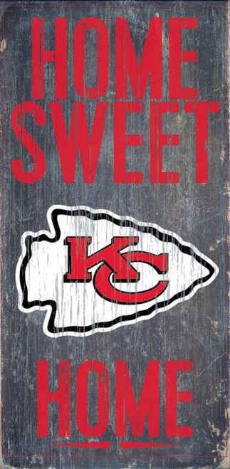 Kansas City Chiefs Wood Sign - Home Sweet Home 6"x12"