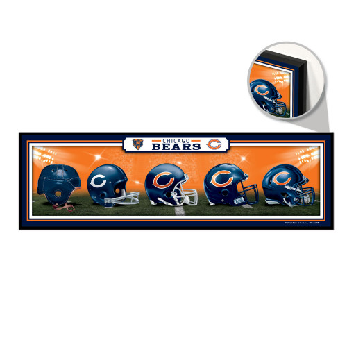 Chicago Bears Sign 9x30 Wood Helmets Design - Special Order