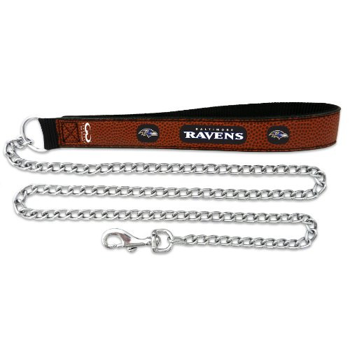 Baltimore Ravens Pet Leash Leather Chain Football Size Large CO