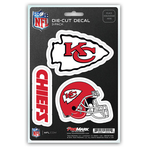 Kansas City Chiefs Decal Die Cut Team 3 Pack