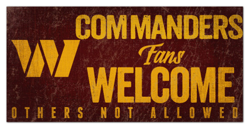 Washington Commanders Sign Wood 12x6 Fans Welcome Design