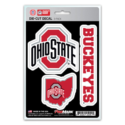 Ohio State Buckeyes Decal Die Cut Team 3 Pack