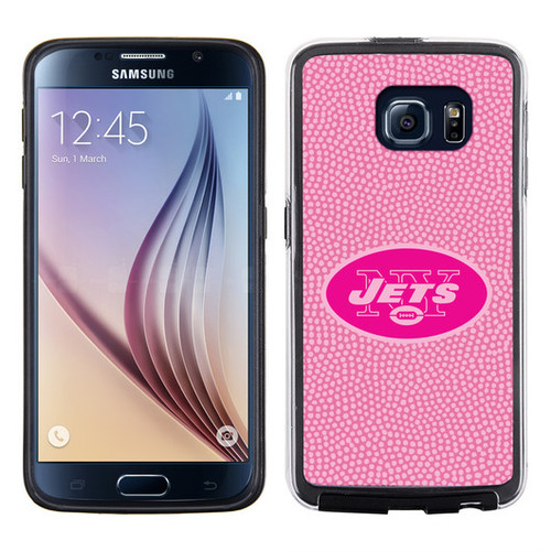 New York Jets Phone Case Pink Football Pebble Grain Feel Samsung Galaxy S6 CO