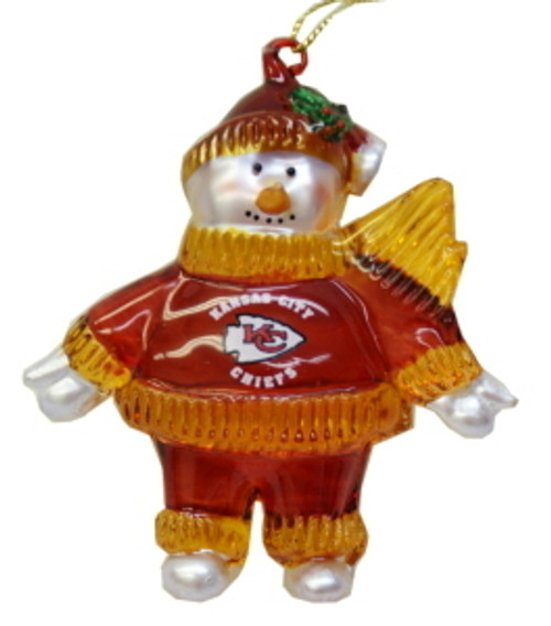 Kansas City Chiefs 2 3/4 Crystal Snowman Ornament CO Kansas City Chiefs 2 3/4 Crystal Snowman Ornament CO