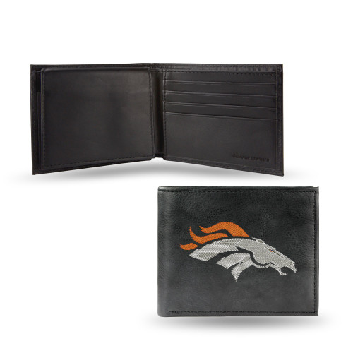 Denver Broncos Wallet Billfold Leather Embroidered Black