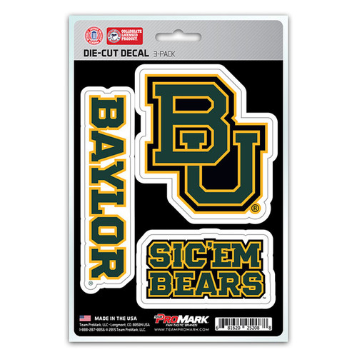 Baylor Bears Decal Die Cut Team 3 Pack