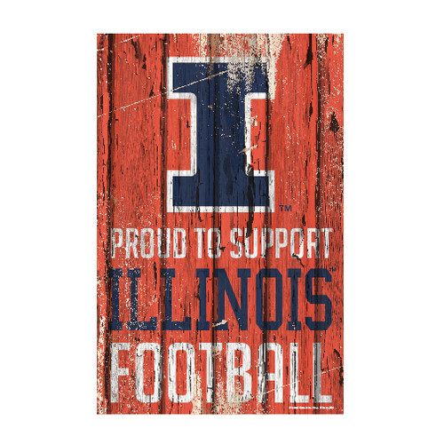 Illinois Fighting Illini Sign 11x17 Wood Proud to Support Design