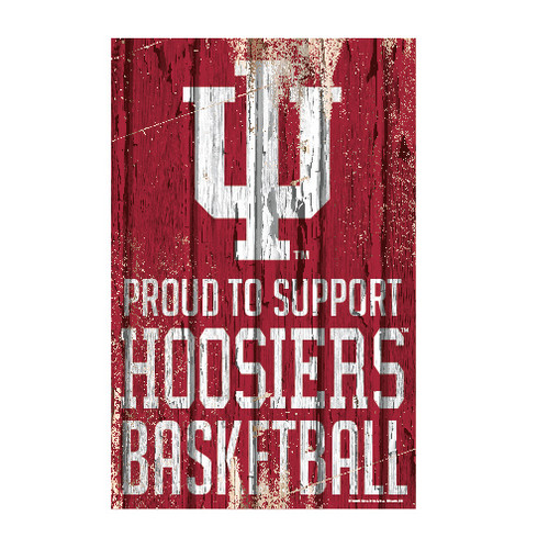 Indiana Hoosiers Sign 11x17 Wood Proud to Support Design - Special Order