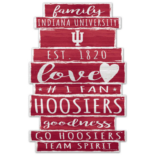 Indiana Hoosiers Sign 11x17 Wood Family Word Design