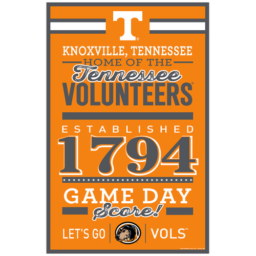 Tennessee Volunteers Sign 11x17 Wood Established Design