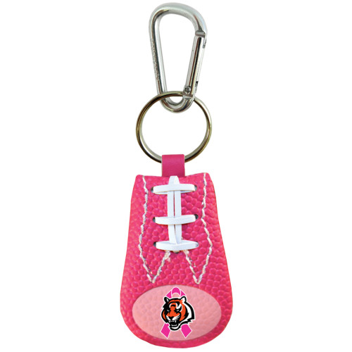 Cincinnati Bengals Keychain Breast Cancer Awareness Ribbon Pink Football CO