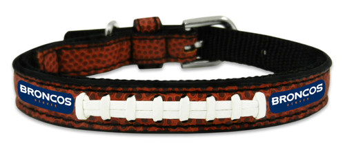 Denver Broncos Pet Collar Leather Classic Football Size Toy