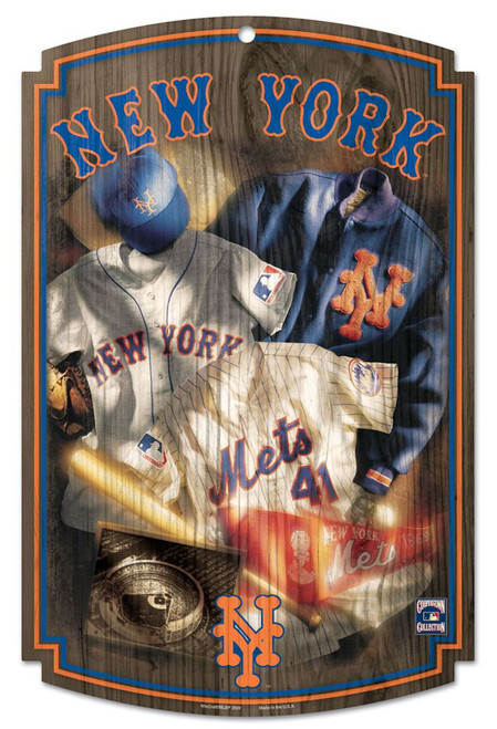 New York Mets Sign 11x17 Wood Throwback Jersey Design - Special Order
